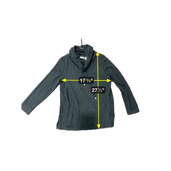 Zenergy by Chico's Cowl Neck Long Sleeve Pullover Top Charcoal Sz 1 Cozy Knit - Picture 7 of 11